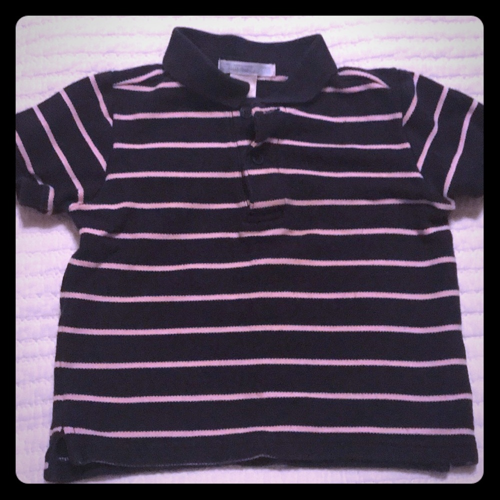 Blue and pink striped polo. JANIE & JACK